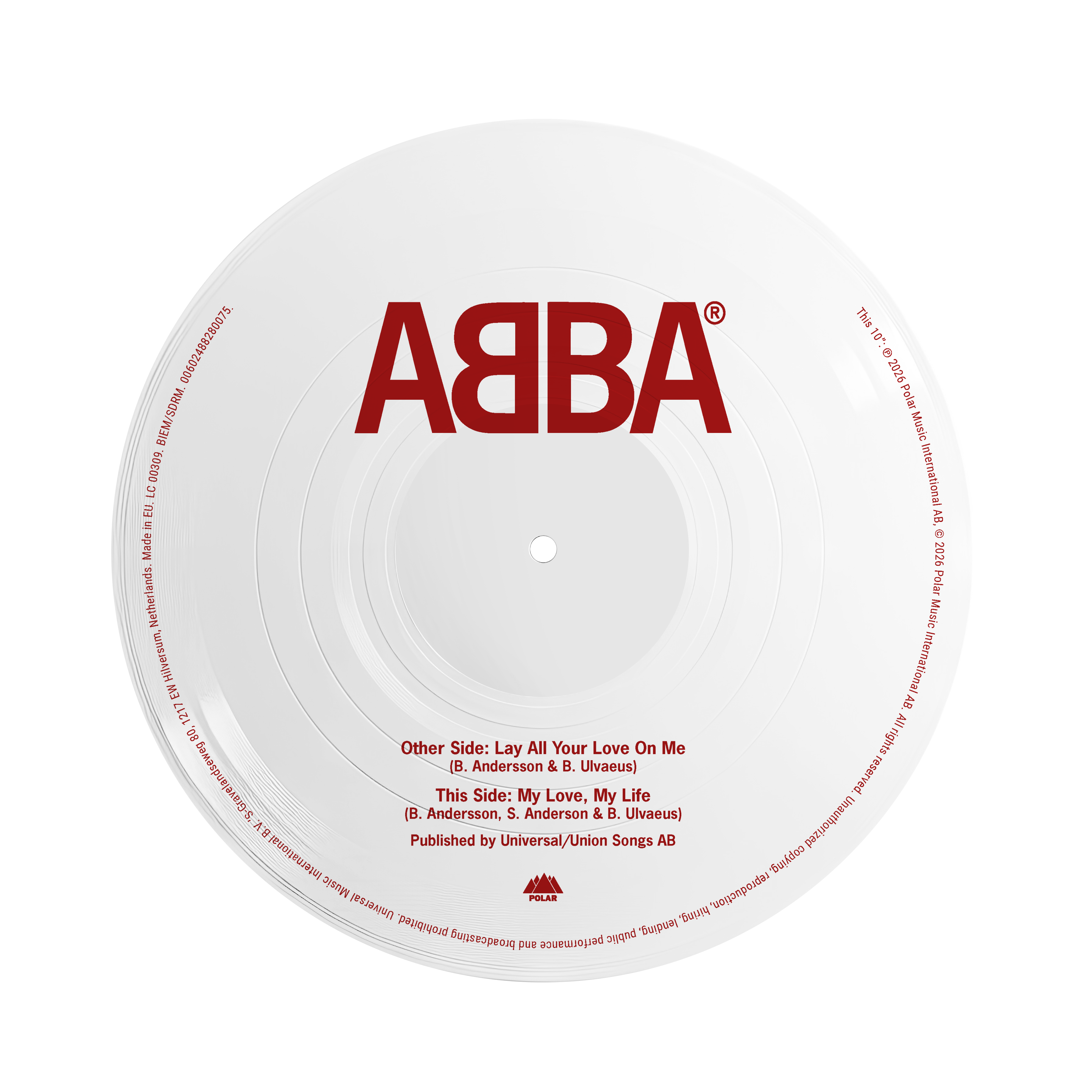 ABBA - Lay All Your Love On Me / My Love, My Life: Picture Disc Valentine’s 10" Vinyl